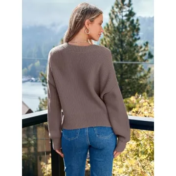 LILLUSORY Women's Cropped Cardigan Oversized Button Sweaters 2025 Fall Trendy Knit Dressy Fashion Outfits Nutmeg M