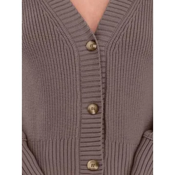 LILLUSORY Women's Cropped Cardigan Oversized Button Sweaters 2025 Fall Trendy Knit Dressy Fashion Outfits Nutmeg M