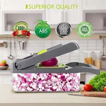 Cyhawcerv 20 PCS Vegetable Chopper Onion Chopper Dicer - DIY Fun Food Tools Cutter Potato Slicer Veggie Chopper Mandoline Slicer with Container Kitchen Gadgets for Fruits,Vegetables and Salad, Grey