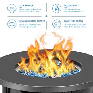 BALI OUTDOORS 30 Inch Round Gas Fire Pit for Your Patio