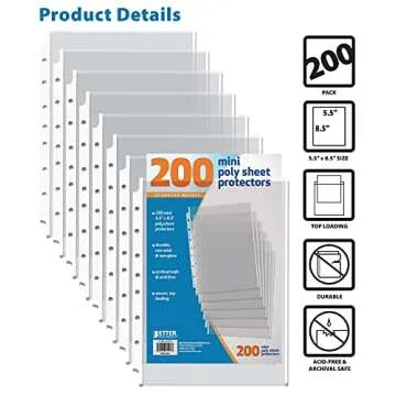 200 Count Mini Poly Sheet Protectors for Binders