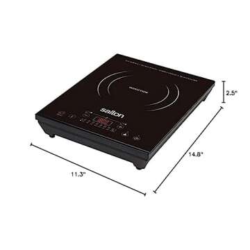 Salton ID1350, Induction Portable Electric Cooktop, 2.5"x11.3"x14.8", Black