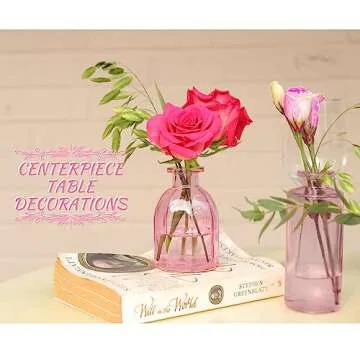 Elegant Pink Glass Vases Set of 12 for Weddings and Decor
