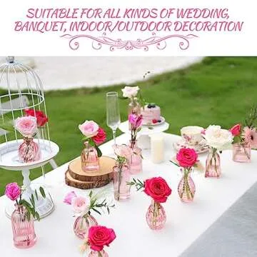 Elegant Pink Glass Vases Set of 12 for Weddings and Decor