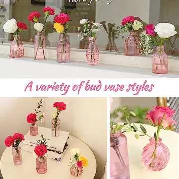 Elegant Pink Glass Vases Set of 12 for Weddings and Decor