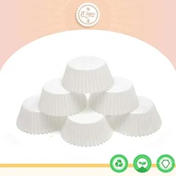 qiqee 600 Count Large Size Cupcake Liners White Muffin Liners Food Grade Jumbo Baking Cups Paper No ...