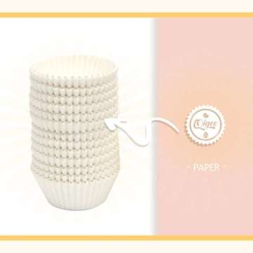 qiqee 600 Count Large Size Cupcake Liners White Muffin Liners Food Grade Jumbo Baking Cups Paper No Smells（Large Size）
