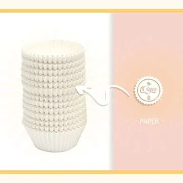 qiqee 600 Count Large Size Cupcake Liners White Muffin Liners Food Grade Jumbo Baking Cups Paper No Smells（Large Size）