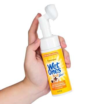 Wet Ones for Pets Antibacterial Dog Paw Cleaner with Built-in Scrubber Brush - Foaming Cleanser for Dog Paws - Paw Washer & Grooming Care - Dog Cleaning Supplies - Tropical Splash Scent 5 oz