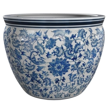 Elegant 12" Blue Floral Fishbowl for Any Decor