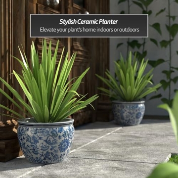 Elegant 12" Blue Floral Fishbowl for Any Decor