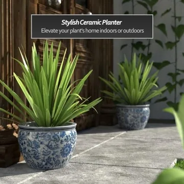 Elegant 12" Blue Floral Fishbowl for Any Decor