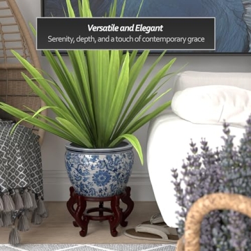 Elegant 12" Blue Floral Fishbowl for Any Decor