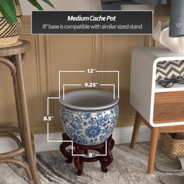 Elegant 12" Blue Floral Fishbowl for Any Decor