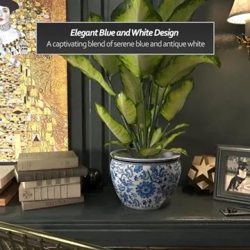 Elegant 12" Blue Floral Fishbowl for Any Decor