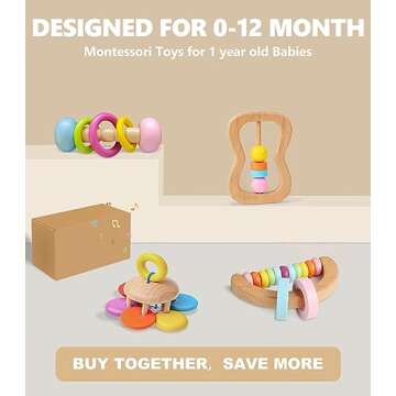 Montessori Rattle Play Kit for Babies Aged 0-12 Months