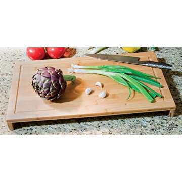 Lipper International Bamboo Wood Over-The-Sink/Stove Kitchen Cutting and Serving Board, Large, 20-1/2" x 11-1/2" x 2"
