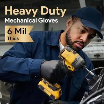 FifthPulse 6 Mil Black Nitrile Gloves - Heavy Duty Gloves for Food Prep, Mechanics, Medical use - 50...