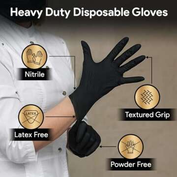 FifthPulse 6 Mil Black Nitrile Gloves - Heavy Duty & Versatile