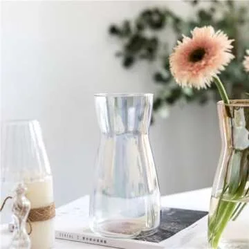 DARENYI Iridescent Glass Vase for Home Decor