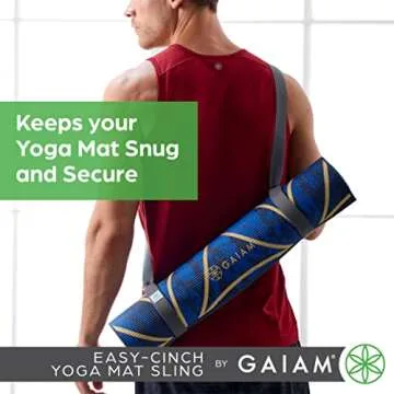Gaiam Easy Cinch Yoga Mat Sling (Sold Individually with Assorted Colors), Turquoise Sea or Granite Storm (Mat Not Included), 1 Count