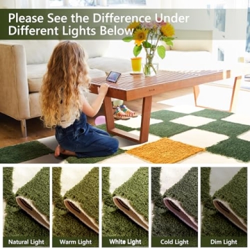 LINROMIA Boho Runner Rug - Washable Checkered Decor