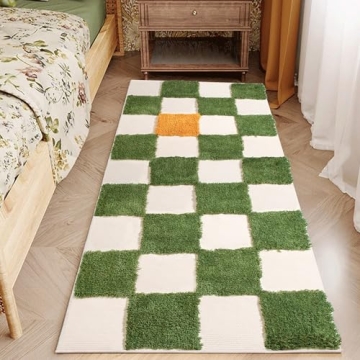 LINROMIA Boho Runner Rug - Washable Checkered Decor