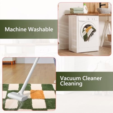 LINROMIA Boho Runner Rug - Washable Checkered Decor