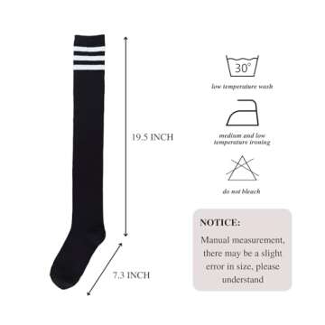 Intgoodluckycc Womens Over The Knee Socks, Striped Thigh High Socks for Women, Long Knee High Stocki...