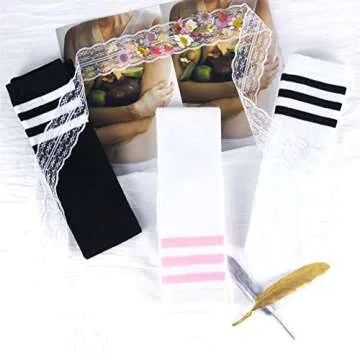 Intgoodluckycc Womens Over The Knee Socks, Striped Thigh High Socks for Women, Long Knee High Stockings (3 Pairs, Mixed Colors 1)
