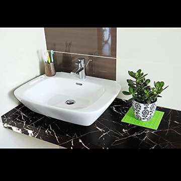 QIMAY Black Marble Paper Peel and Stick 15.7"x118"Marble Contact Paper for Countertops Waterproof Self Adhesive Removable Wallpaper Granite Marble Wallpaper Kitchen Cabinets Bathroom Wallpaper Vinyl