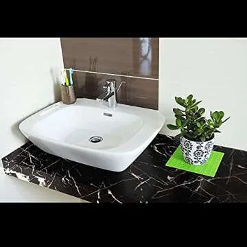 QIMAY Black Marble Paper Peel and Stick 15.7"x118"Marble Contact Paper for Countertops Waterproof Self Adhesive Removable Wallpaper Granite Marble Wallpaper Kitchen Cabinets Bathroom Wallpaper Vinyl