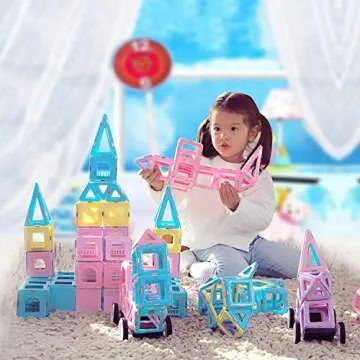 MAGBLOCK 102 Piece Magnetic Tiles Toys for 3 4 5 Year Old Girls Boys, Castle Magnet Toy Building Block for Kids Toddlers, Magnetic Blocks Montessori STEM Toys for Toddler Girls Gifts