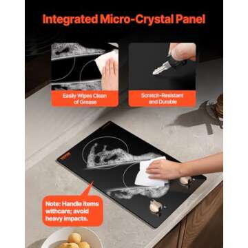 VEVOR Induction Cooktop, 1800W Electric Countertop Burner, 2 Burner Knob Control Stove, Built-in Induction Cooktop with 12 Temperature Settings, Glass Surface, Auto Shut-Off