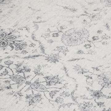 ReaLife Machine Washable Area Rug - Living Room Bedroom Bathroom Kitchen Entryway Office - Padded Low Pile Stain Resistant Premium - Boho Farmhouse Vintage - Noor - Ivory Grey 7'6" x 9'6"