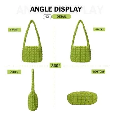 CALUOMATT Large Puffer Tote Bag for Women Padded Quilted Hobo Bags Nylon PufferBag with Zipper Green