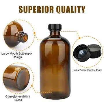 16oz Glass Bottles, Maredash 12 Pack Amber Glass Storage Bottles Sets with Lids…