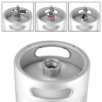 GANCOWISE 5 Gallon Commercial Beer Keg, 1/6 American Barrel Keg with D System Sankey Valve for Craft and Draft Beer (20L)