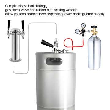 GANCOWISE 5 Gallon Commercial Beer Keg, 1/6 American Barrel Keg with D System Sankey Valve for Craft and Draft Beer (20L)