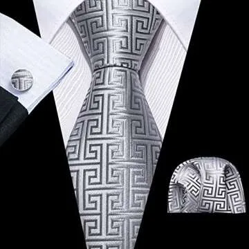 Elegant Barry.Wang Men's Silk Tie Set with Cufflinks