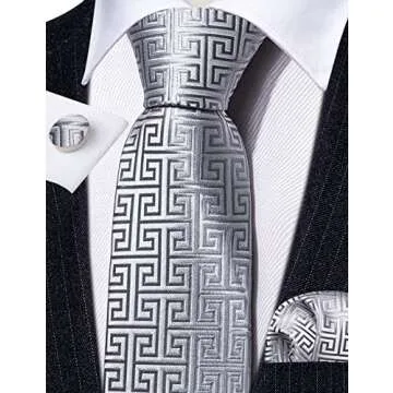 Elegant Barry.Wang Men's Silk Tie Set with Cufflinks