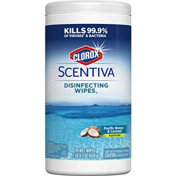 Clorox Scentiva Wipes, Bleach Free Cleaning Wipes - Pacific Breeze & Coconut, 70 Count (31767)
