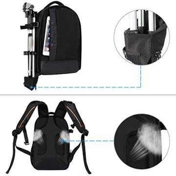 MOSISO Camera Backpack,DSLR/SLR/Mirrorless Photography Backpack Buffer Padded Shockproof Camera Bag with Customized Modular Inserts&Tripod Holder Compatible with Canon,Nikon,Sony etc, Black