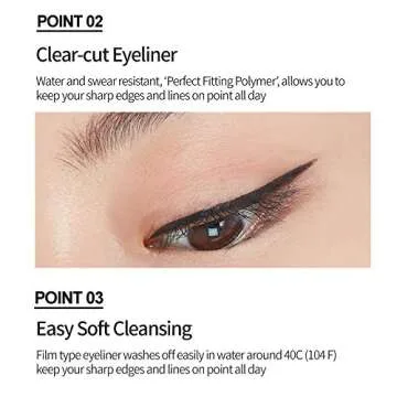ETUDE Drawing Show Brush Eyeliner - Black | Clear-Cut Soft Brush Eyeliner for a Long-Lasting Eyes Makeup | Korean Makeup, K-beauty