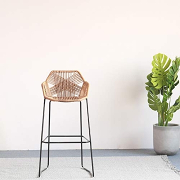 Elegant Hand-Woven Rattan Bar Chairs for Home & Café