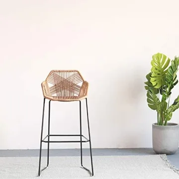 Elegant Hand-Woven Rattan Bar Chairs for Home & Café