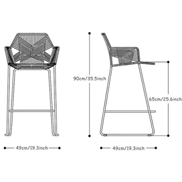 Elegant Hand-Woven Rattan Bar Chairs for Home & Café