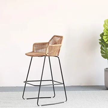 Elegant Hand-Woven Rattan Bar Chairs for Home & Café