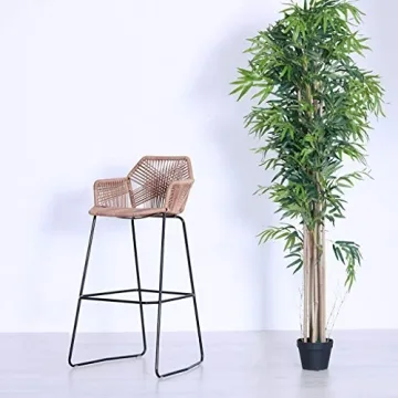 Elegant Hand-Woven Rattan Bar Chairs for Home & Café