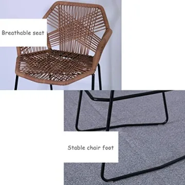 Elegant Hand-Woven Rattan Bar Chairs for Home & Café
